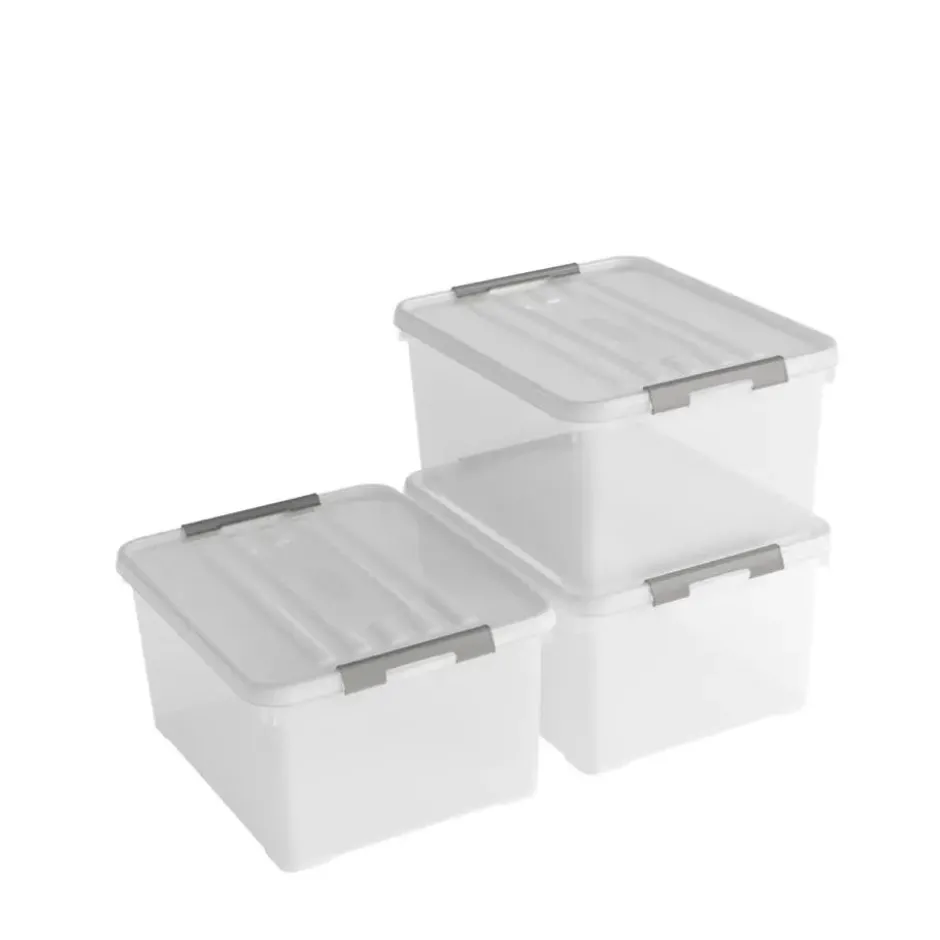 Curver Handy+ Opbergbox - 35L - 3 stuks - Transparant met deksel