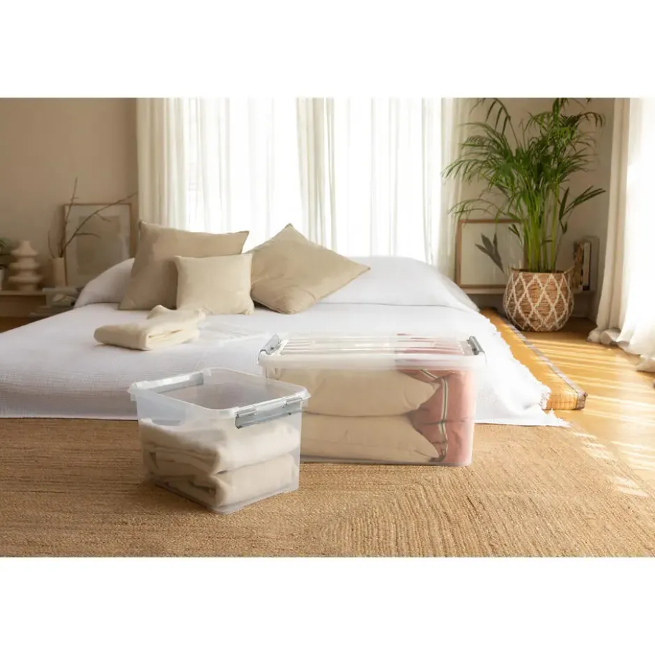 Curver Handy+ Opbergbox - 50L - 3 stuks - Transparant met deksel