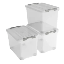 Curver Handy+ Opbergbox - 65L - 3 stuks - Transparant met deksel