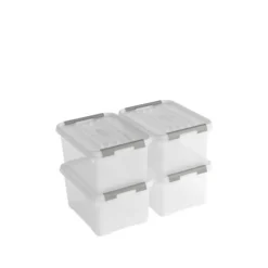 Curver Handy+ Opbergbox - 15L - 4 stuks - Transparant met deksel