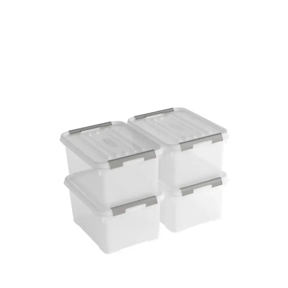 Curver Handy+ Opbergbox - 15L - 4 stuks - Transparant met deksel