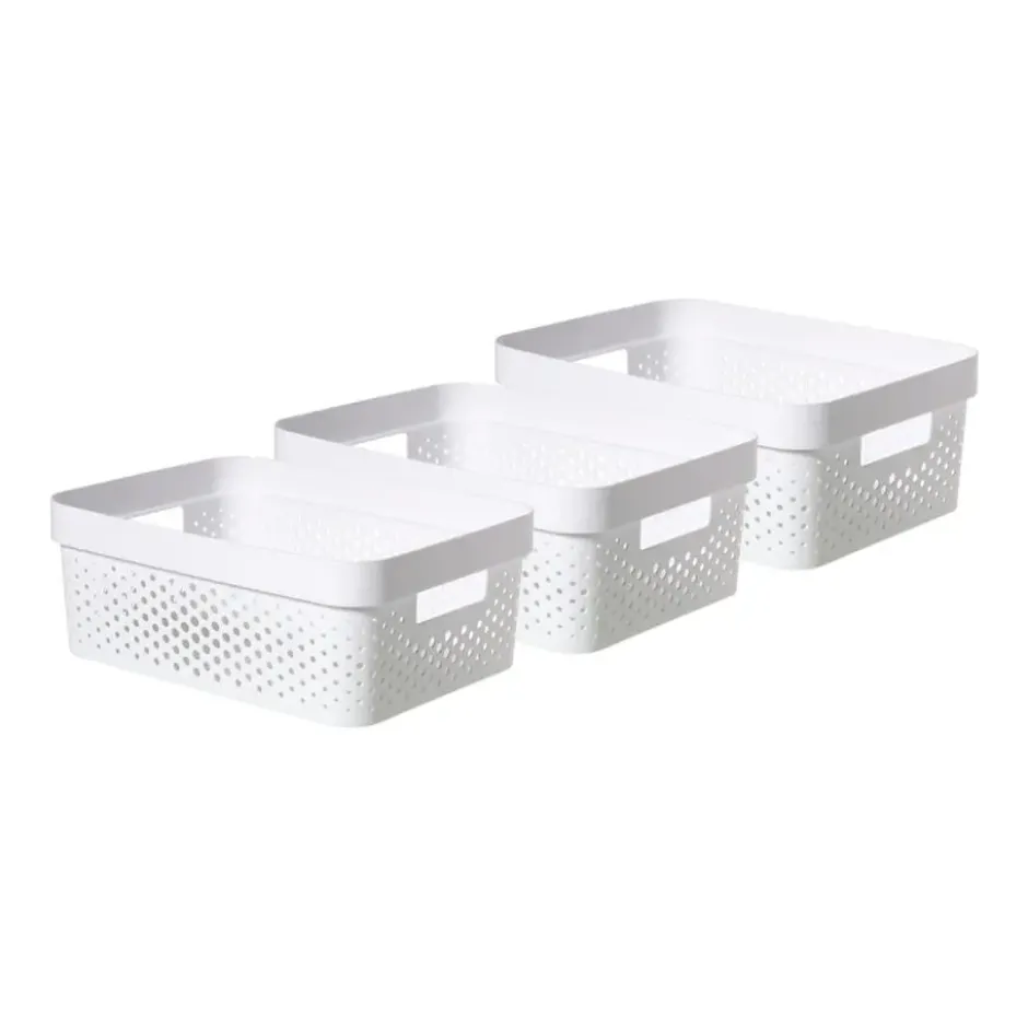 Curver Infinity Recycled Dots Opbergbox - 11L - 3 stuks - Wit