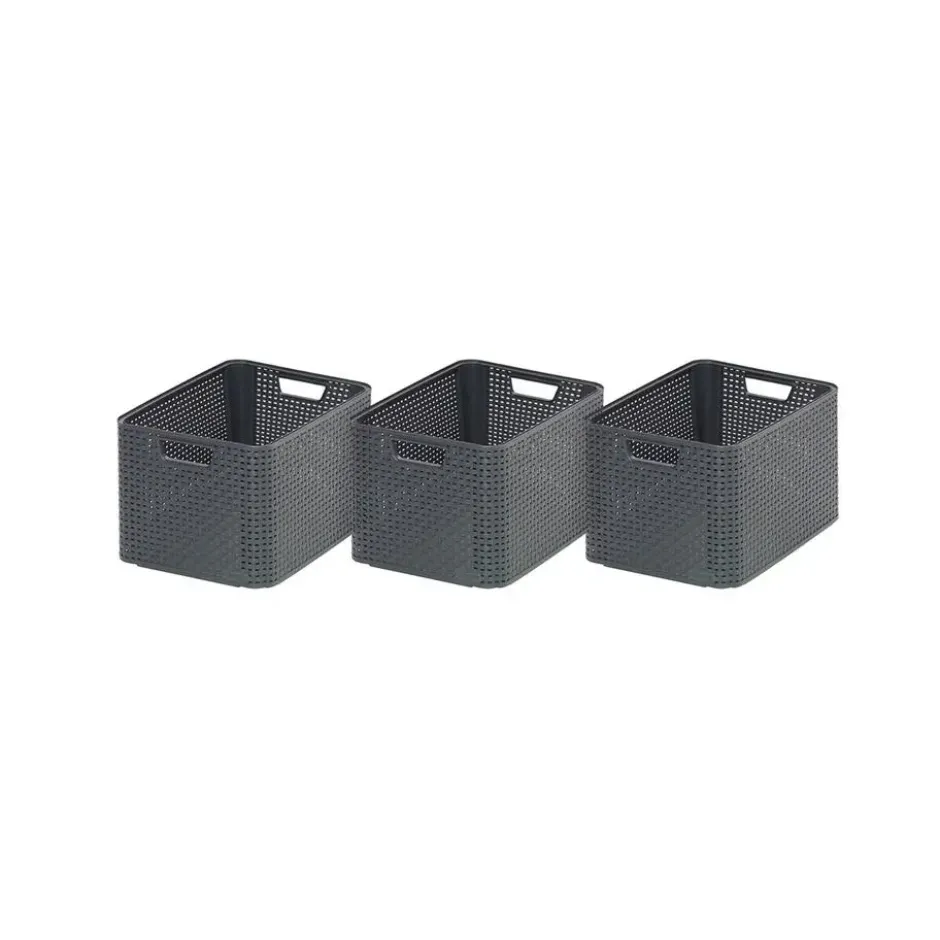 Curver Style Opbergmand L - 30L - 3 stuks - Antraciet