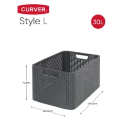 Curver Style Opbergmand L - 30L - 3 stuks - Antraciet