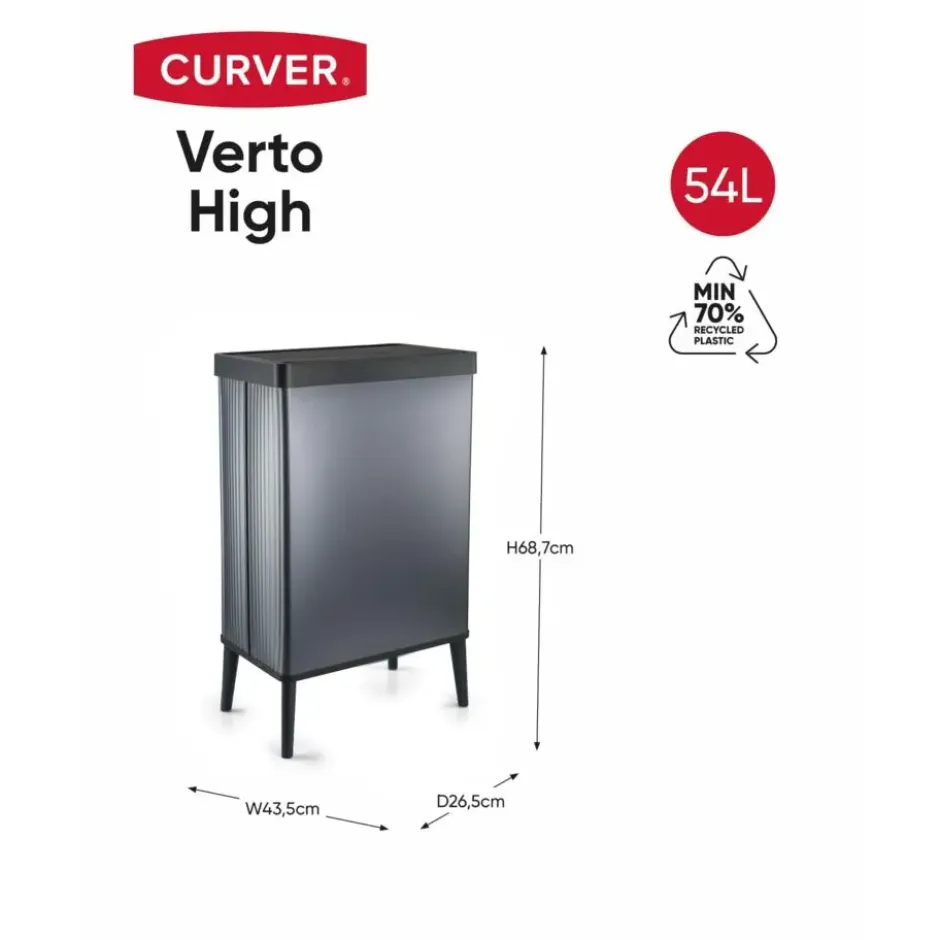 Curver Verto High - Prullenbak 54L - Blauw - 44x27x69cm