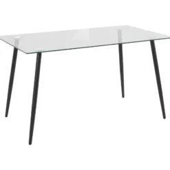 Danny - 140x80 cm 6-persoons eettafel metaal / helder glas