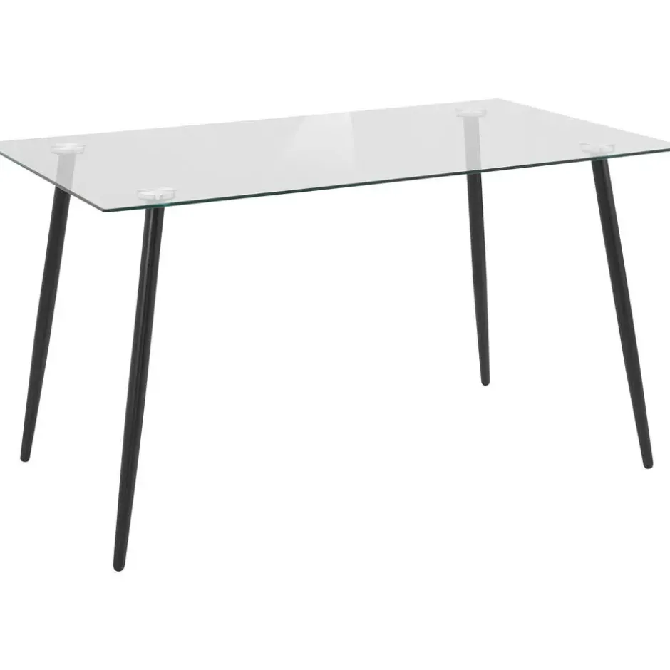 Danny - 140x80 cm 6-persoons eettafel metaal / helder glas