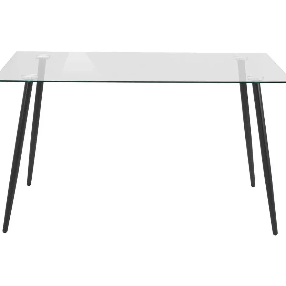 Danny - 140x80 cm 6-persoons eettafel metaal / helder glas
