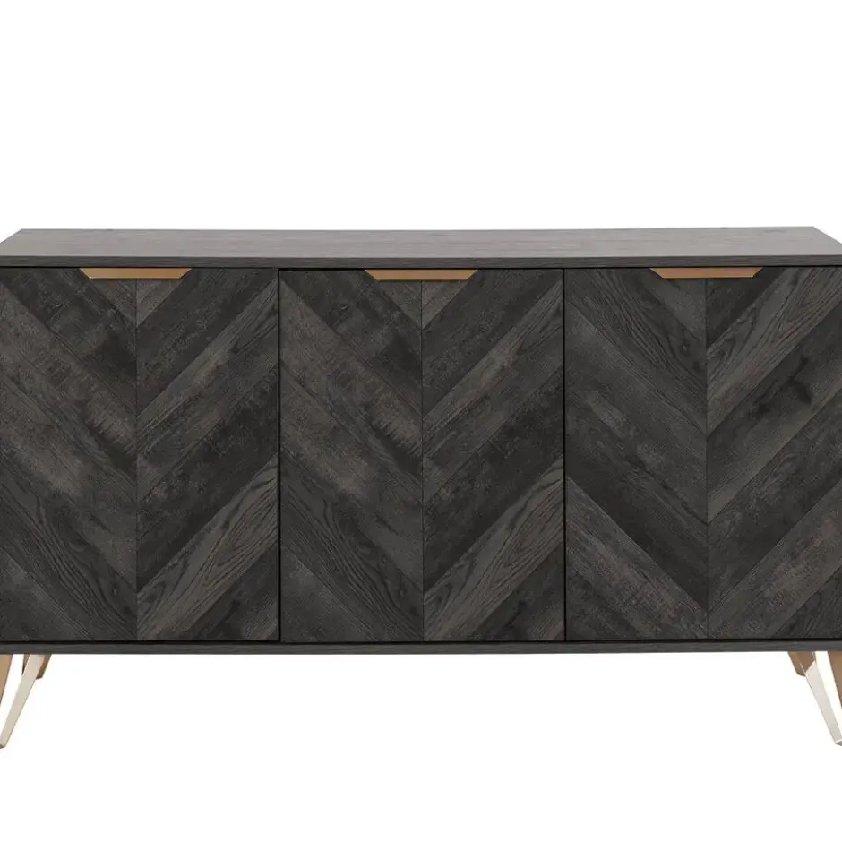 Dark Wood - Dressoir met 3 zwarte houtlook deuren