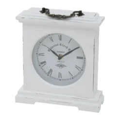 Deco by Boltze Tafelklok St James - wit - H23 cm - glas/hout