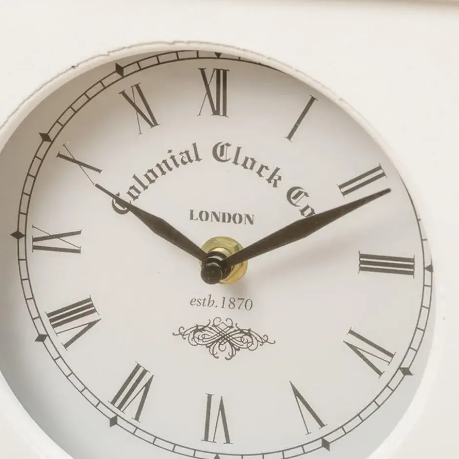 Deco by Boltze Tafelklok St James - wit - H23 cm - glas/hout