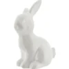 Decoratie beeld paashaas - zittend - wit - porselein - 16 cm