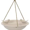 Decoris Vogelbad - bamboe hout - creme wit - drinkschaal - 27 cm