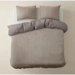 Dekbedovertrek Japandi 200x220 – Flanel Fleece – Zacht & Warm – Taupe