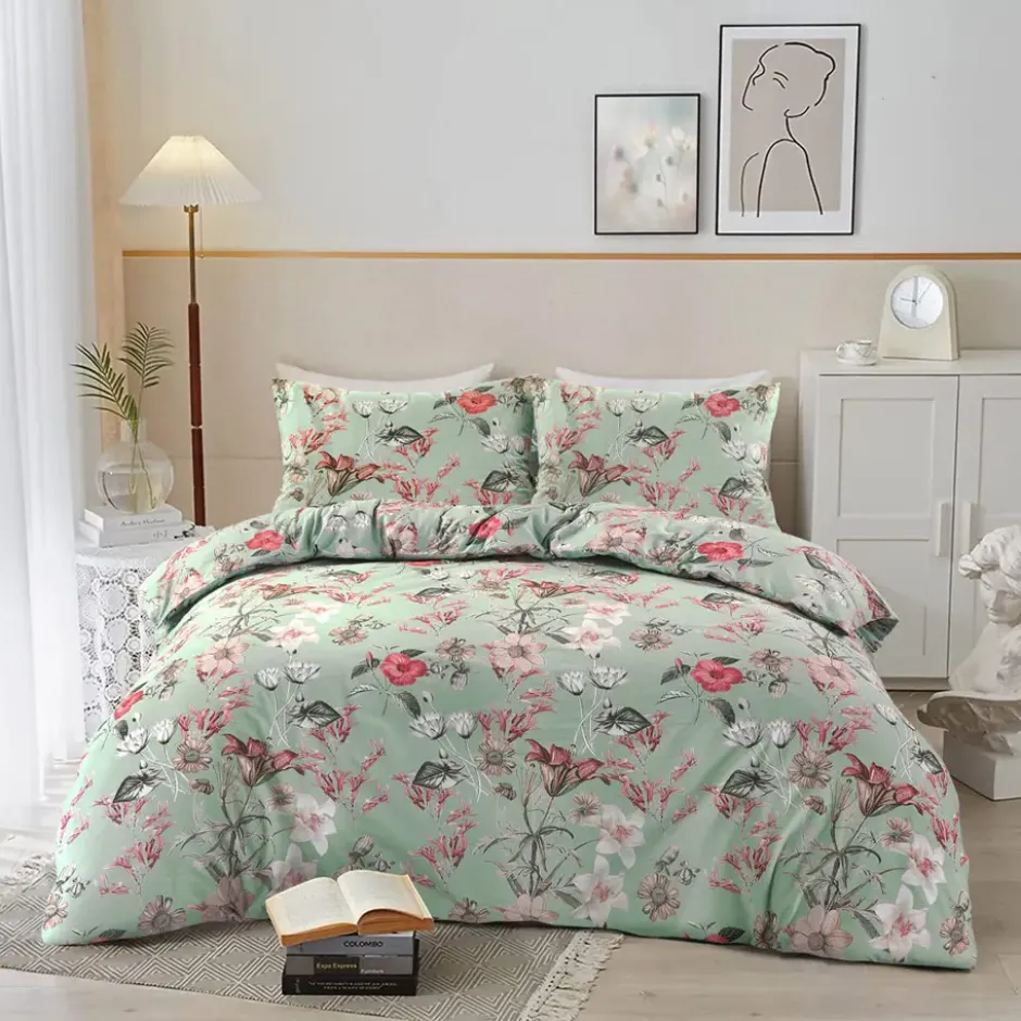 Dekbedovertrek Norah - groen - 200x200/220 cm