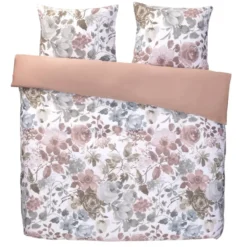 Dekbedovertrek Nova bloemen - wit/roze - 240x200/220 cm