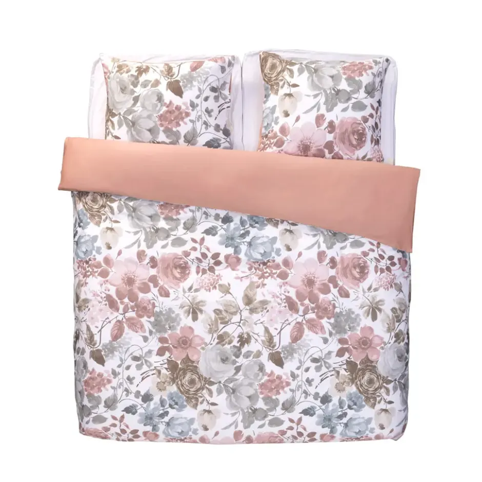 Dekbedovertrek Nova bloemen - wit/roze - 240x200/220 cm
