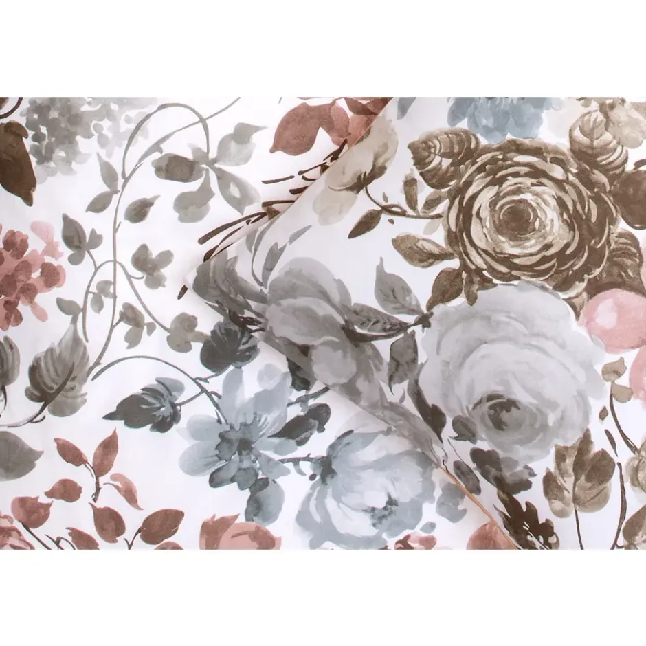 Dekbedovertrek Nova bloemen - wit/roze - 240x200/220 cm