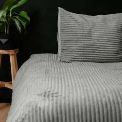Dekbedovertrek Teddy Rib 140x220 – Fluweelzacht & Knus Design - Grijs
