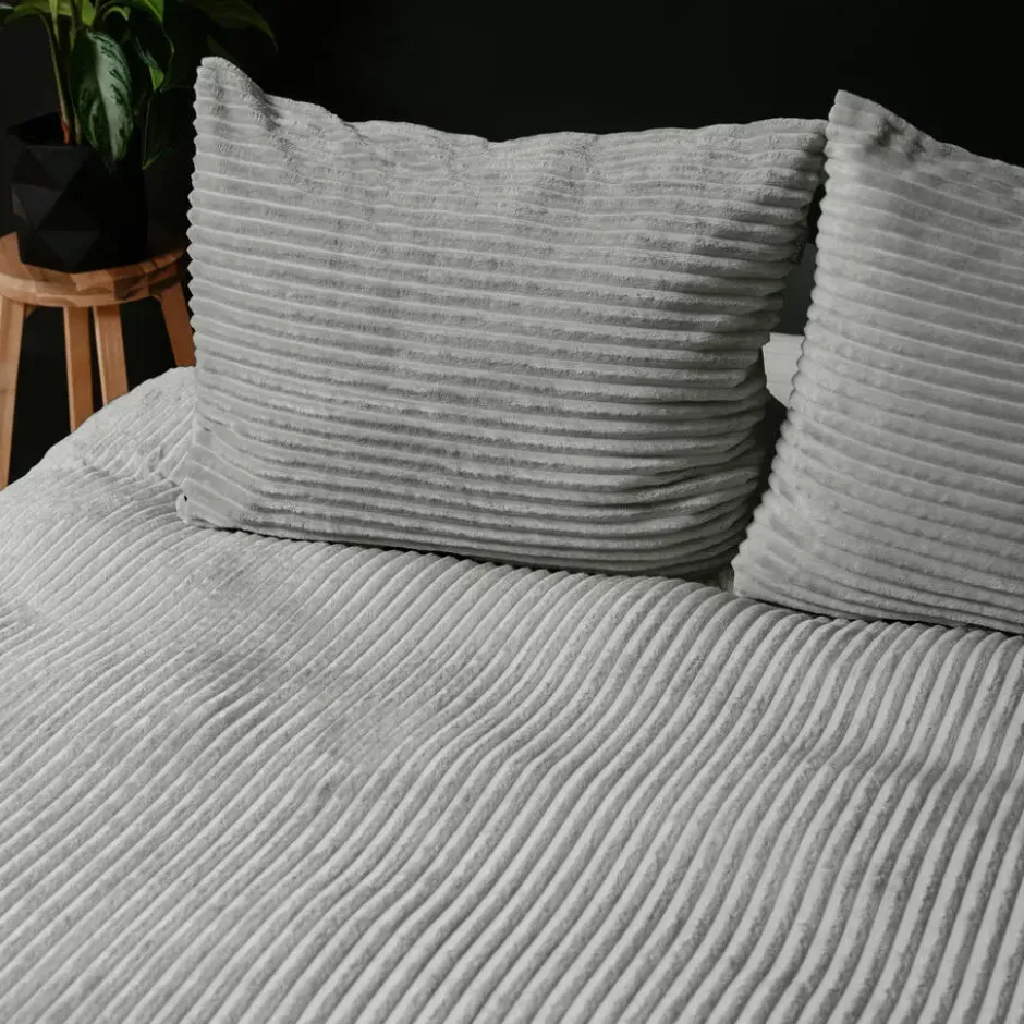 Dekbedovertrek Teddy Rib 140x220 – Fluweelzacht & Knus Design - Grijs