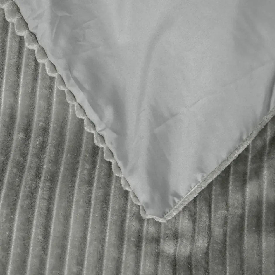 Dekbedovertrek Teddy Rib 140x220 – Fluweelzacht & Knus Design - Grijs