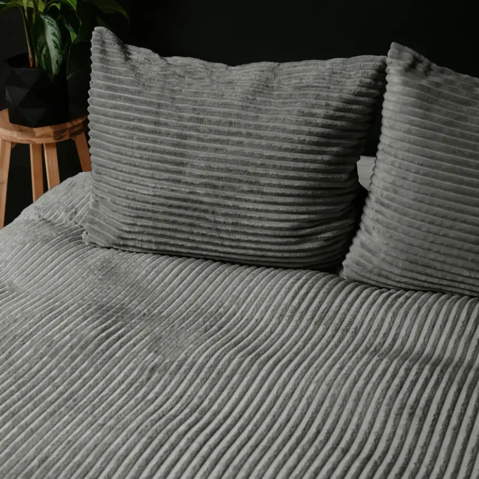 Dekbedovertrek Teddy Rib 200x220 – Fluweelzacht & Knus Design - Grijs