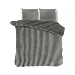 Dekbedovertrek Teddy Rib 200x220 – Fluweelzacht & Knus Design - Grijs