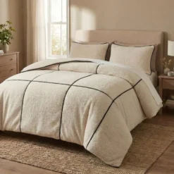 Dekbedovertrek Teddy Trim Beige 140x220 – Zacht & Warm – Incl. Kussensloop