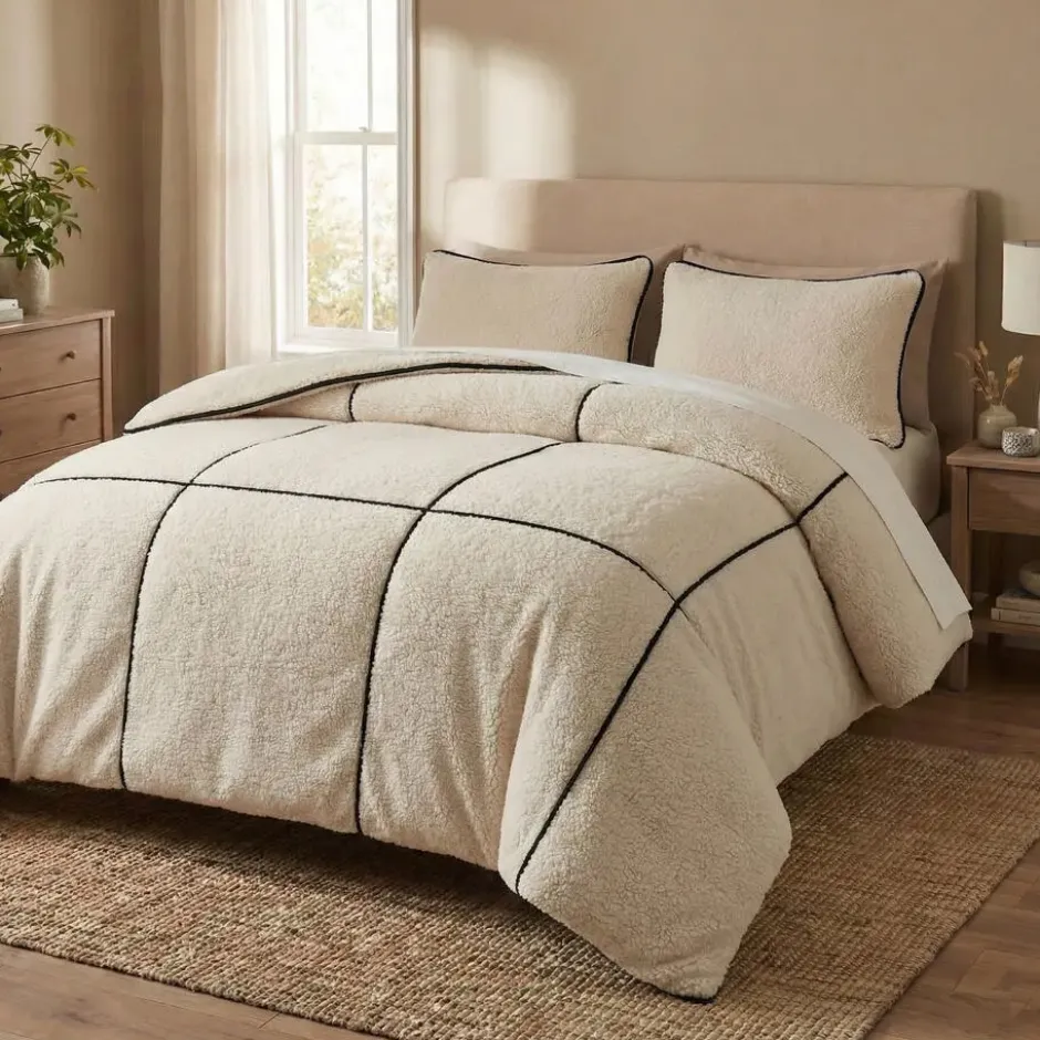 Dekbedovertrek Teddy Trim Beige 140x220 – Zacht & Warm – Incl. Kussensloop