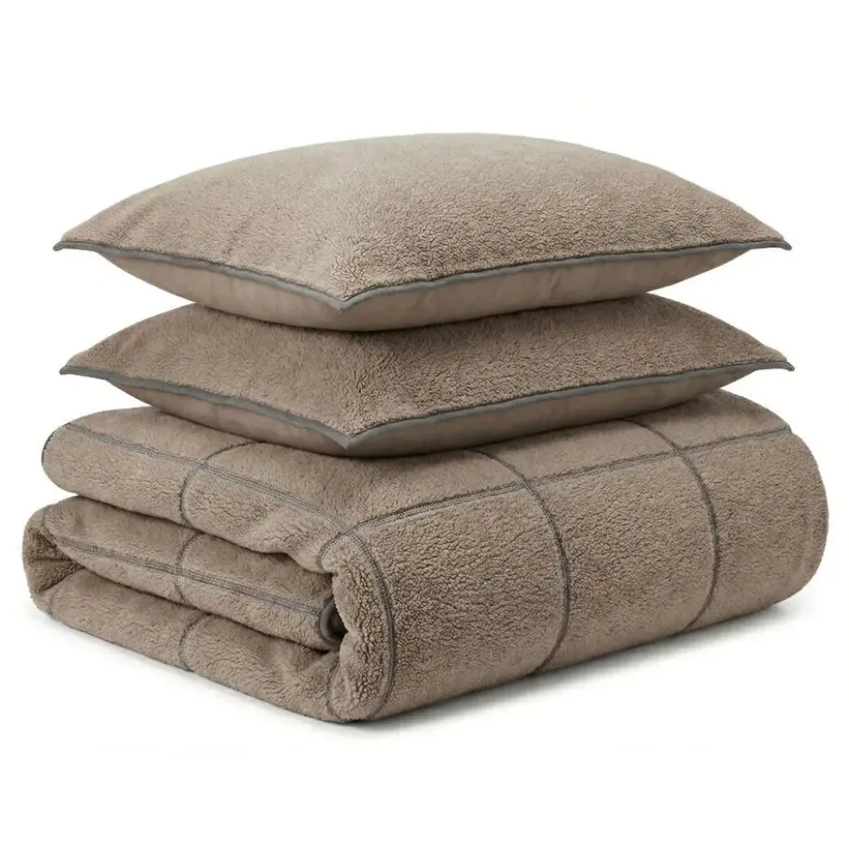 Dekbedovertrek Teddy Trim Bruin 240x220 – Zacht & Warm – Incl. 2 Kussenslopen