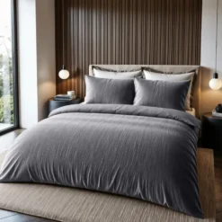 Dekbedovertrek Velvet Cartier 200x220 – Fluweelzacht Uni Design – Antraciet