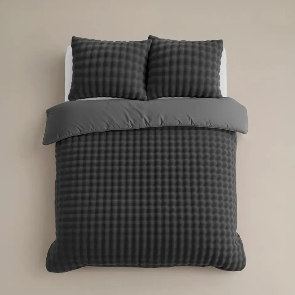 Dekbedovertrek 240x220 – Pompom Design & Warm Flanel Fleece - Antraciet