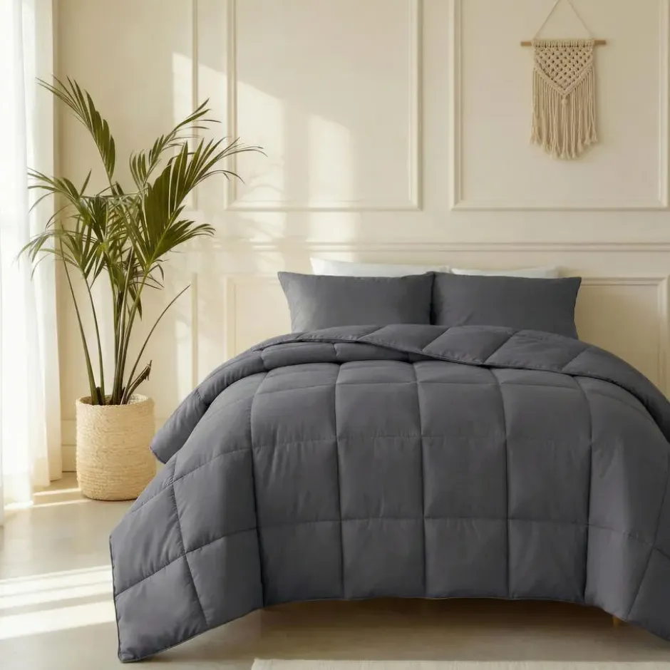 Dekbed zonder overtrek – Perkal Hotel Katoen – 240x220 – Antraciet