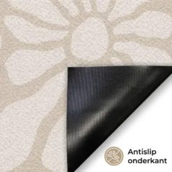 Deurmat 60x40 cm Bloemen - Print - Beige - Bruin - Minimalistisch
