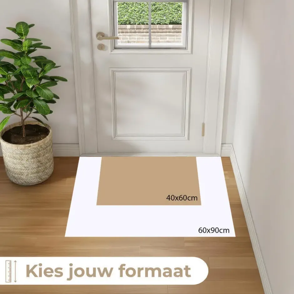 Deurmat 60x40 cm Hola - Quote - Strepen - Pastel - Roze - Rood - Wit