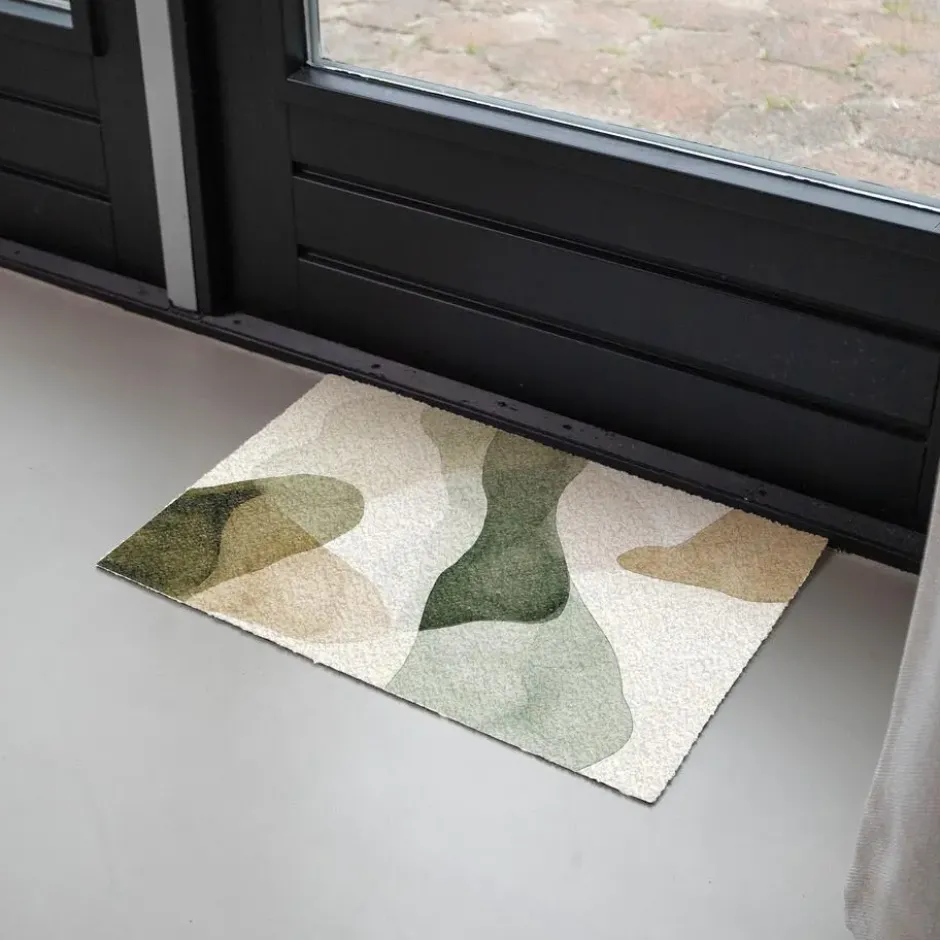 Deurmat 60x40 cm Japandi - Abstract - Groen