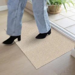 Deurmat 90x60 cm Parallelle lijnen - Lichte textuur - Beige