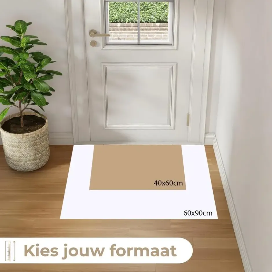 Deurmat 90x60 cm Parallelle lijnen - Lichte textuur - Beige