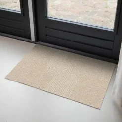 Deurmat 90x60 cm Parallelle lijnen - Lichte textuur - Beige