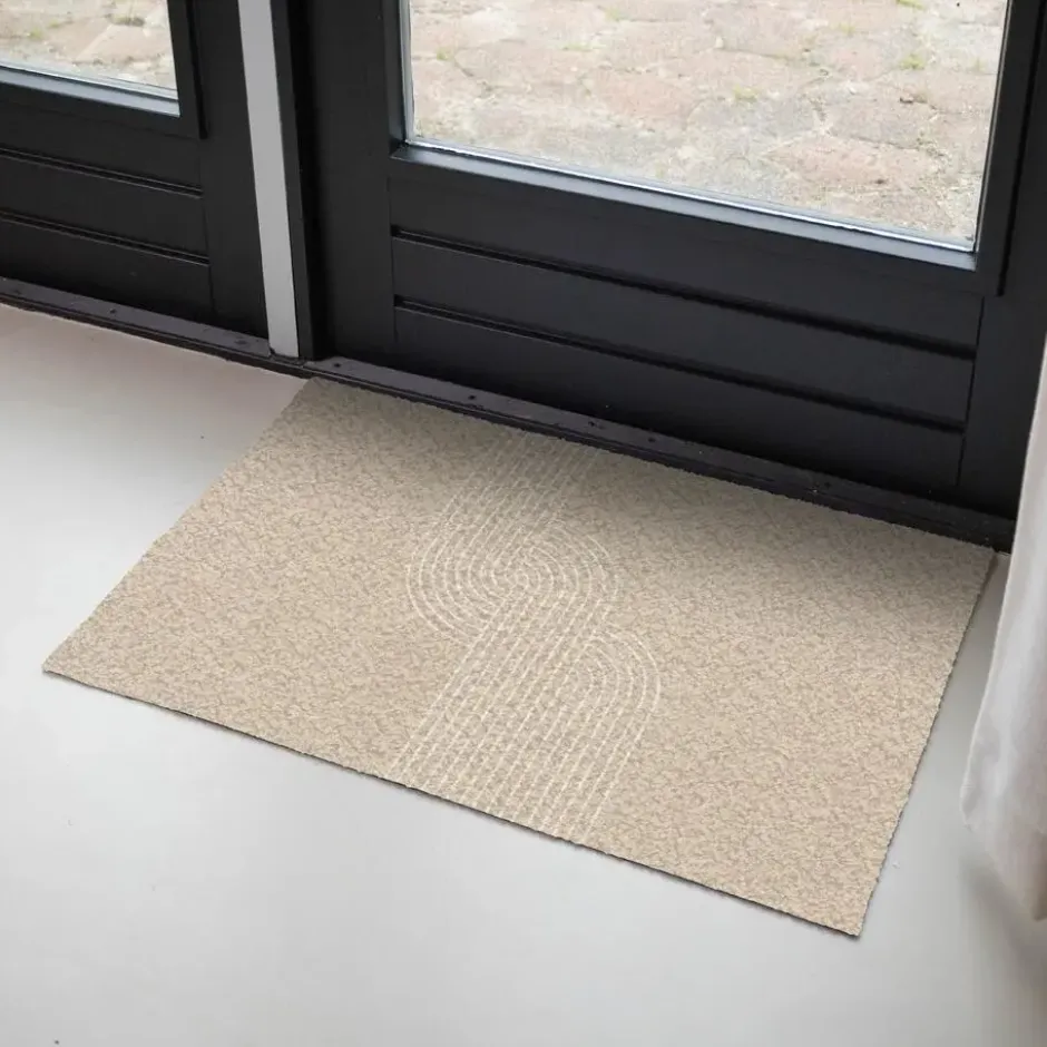 Deurmat 90x60 cm Parallelle lijnen - Lichte textuur - Beige