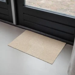 Deurmat 60x40 cm Parallelle lijnen - Lichte textuur - Beige