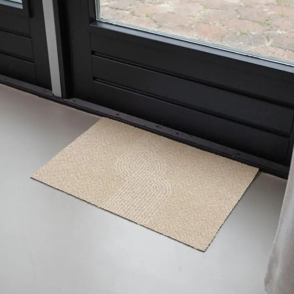 Deurmat 60x40 cm Parallelle lijnen - Lichte textuur - Beige