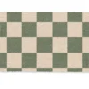 Deurmat 90x60 cm Schaakbord print - Groen - Beige - Blokjes
