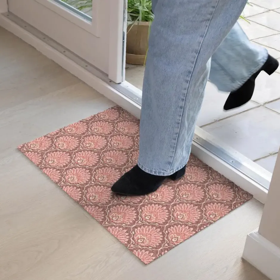 Deurmat 60x40 cm Waaiermotief - Patroon - Roze