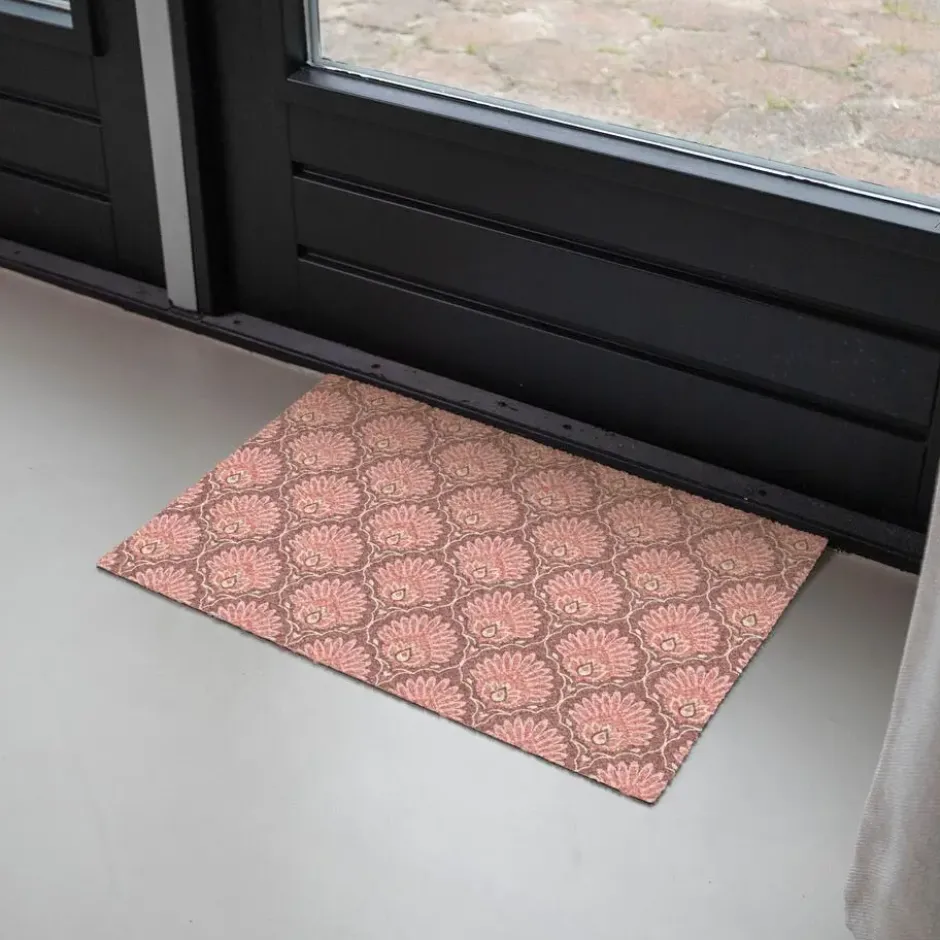 Deurmat 60x40 cm Waaiermotief - Patroon - Roze