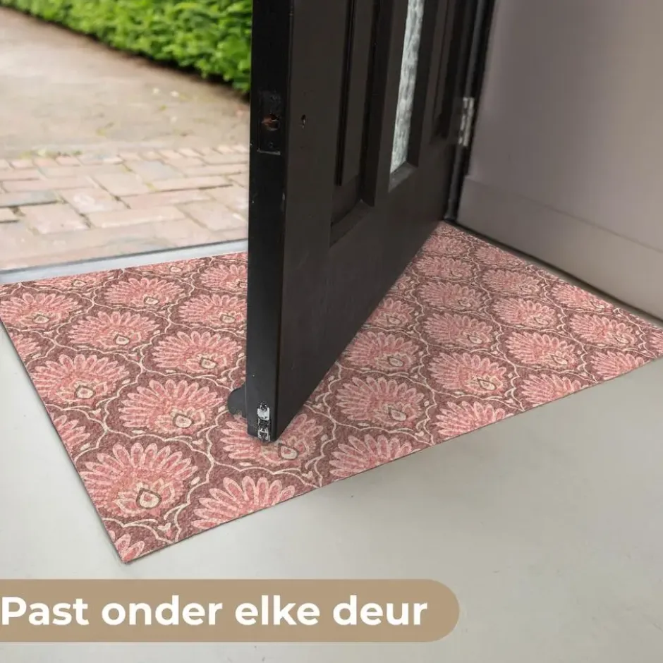 Deurmat 90x60 cm Waaiermotief - Patroon - Roze