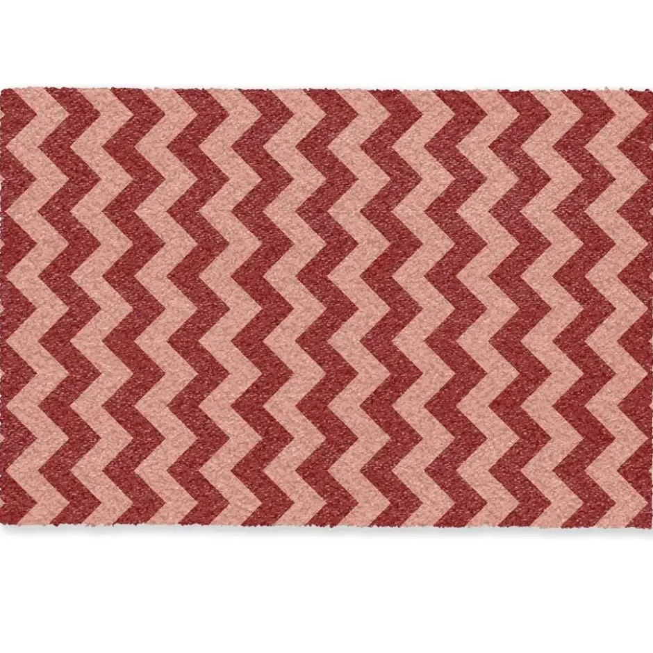 Deurmat 90x60 cm Zigzag - Strepen - Patroon - Rood