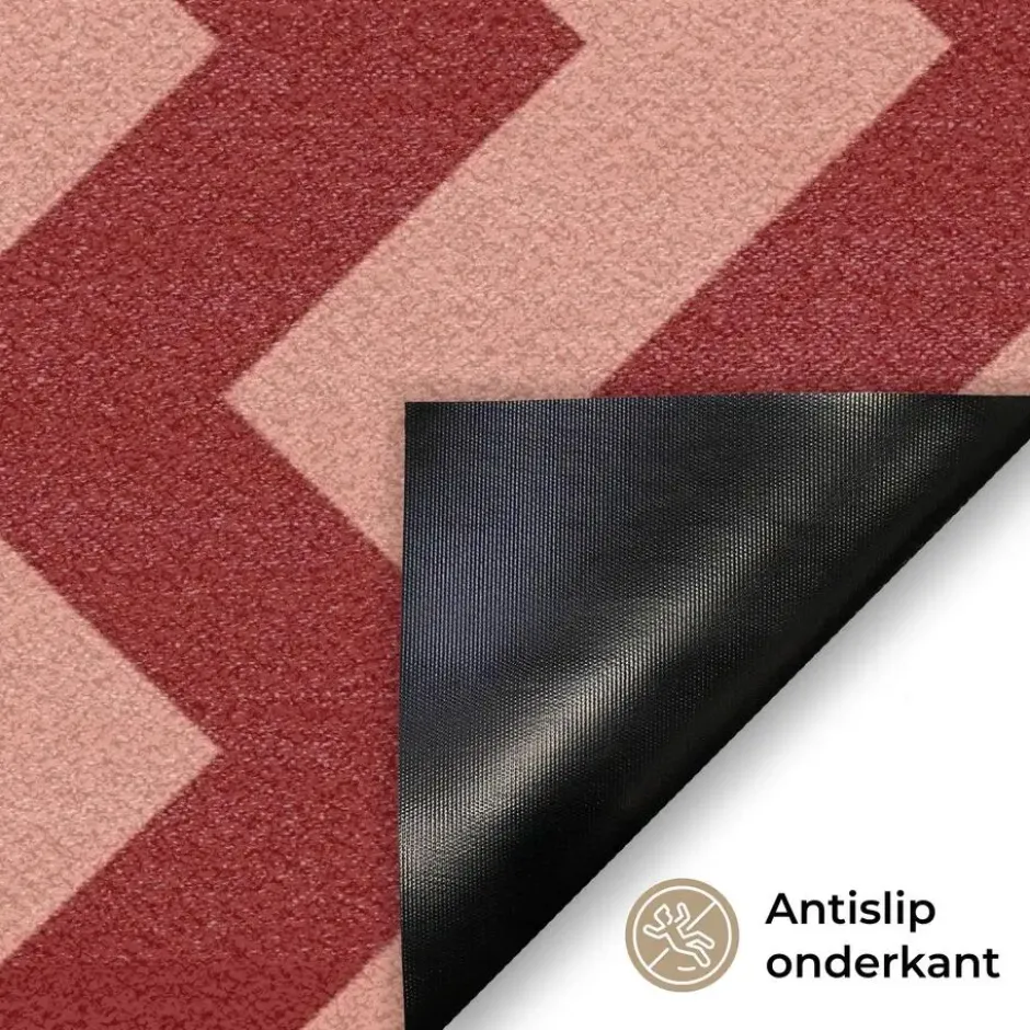 Deurmat 90x60 cm Zigzag - Strepen - Patroon - Rood