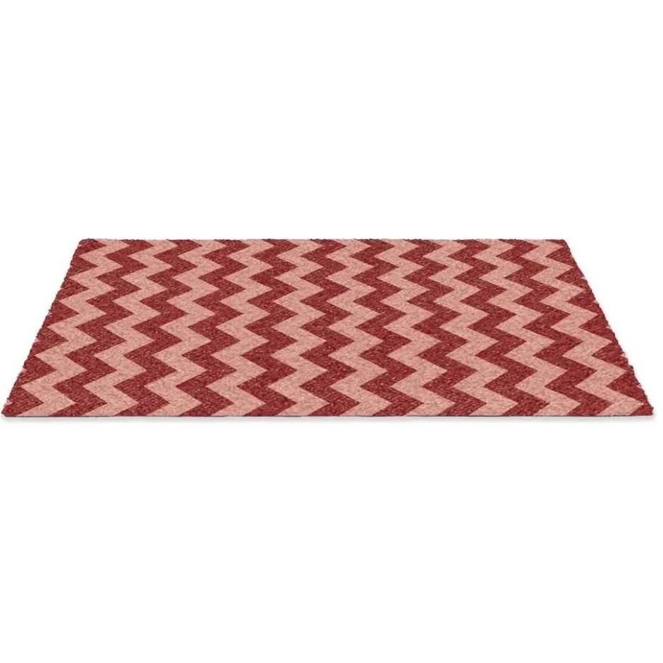 Deurmat 90x60 cm Zigzag - Strepen - Patroon - Rood