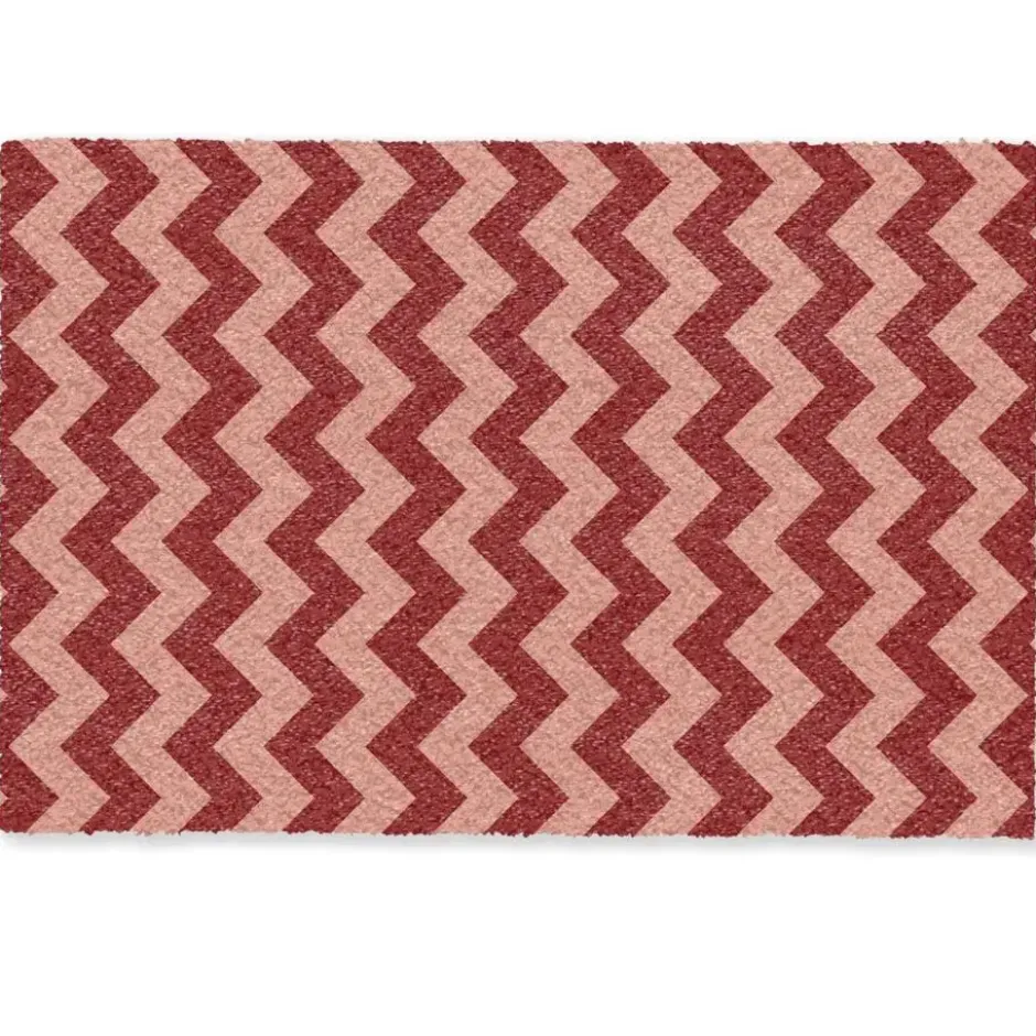 Deurmat 60x40 cm Zigzag - Strepen - Patroon - Rood